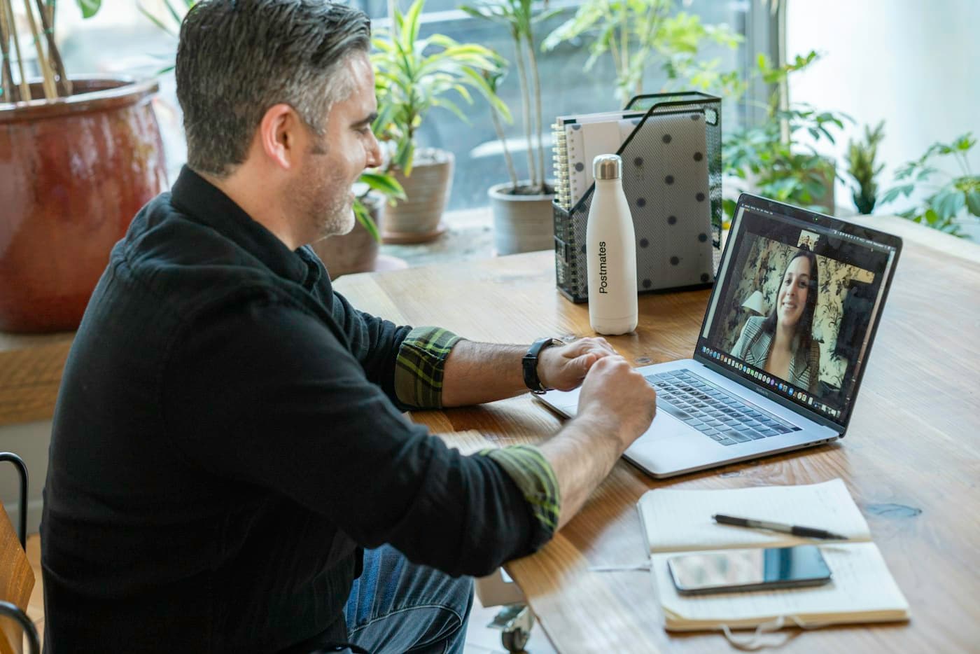 Man on a video call over fast broadband